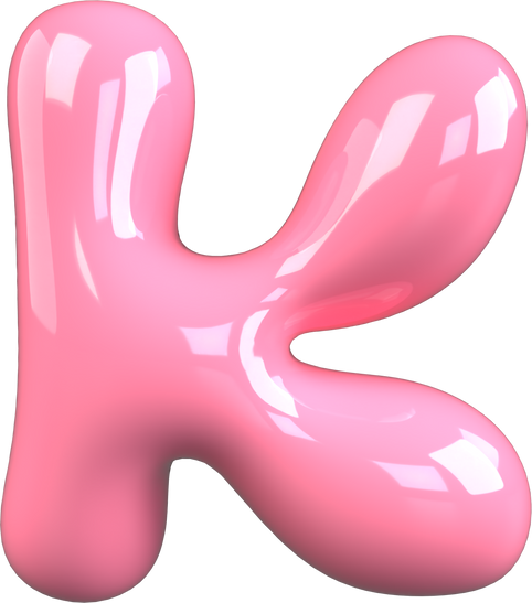 Pink 3D Bubble Gum Uppercase Letter K