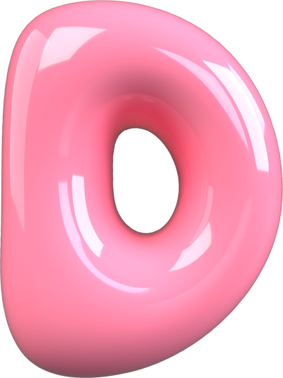 Pink 3D Bubble Gum Uppercase Letter D