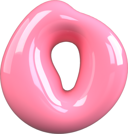 Pink 3D Bubble Gum Uppercase Letter O